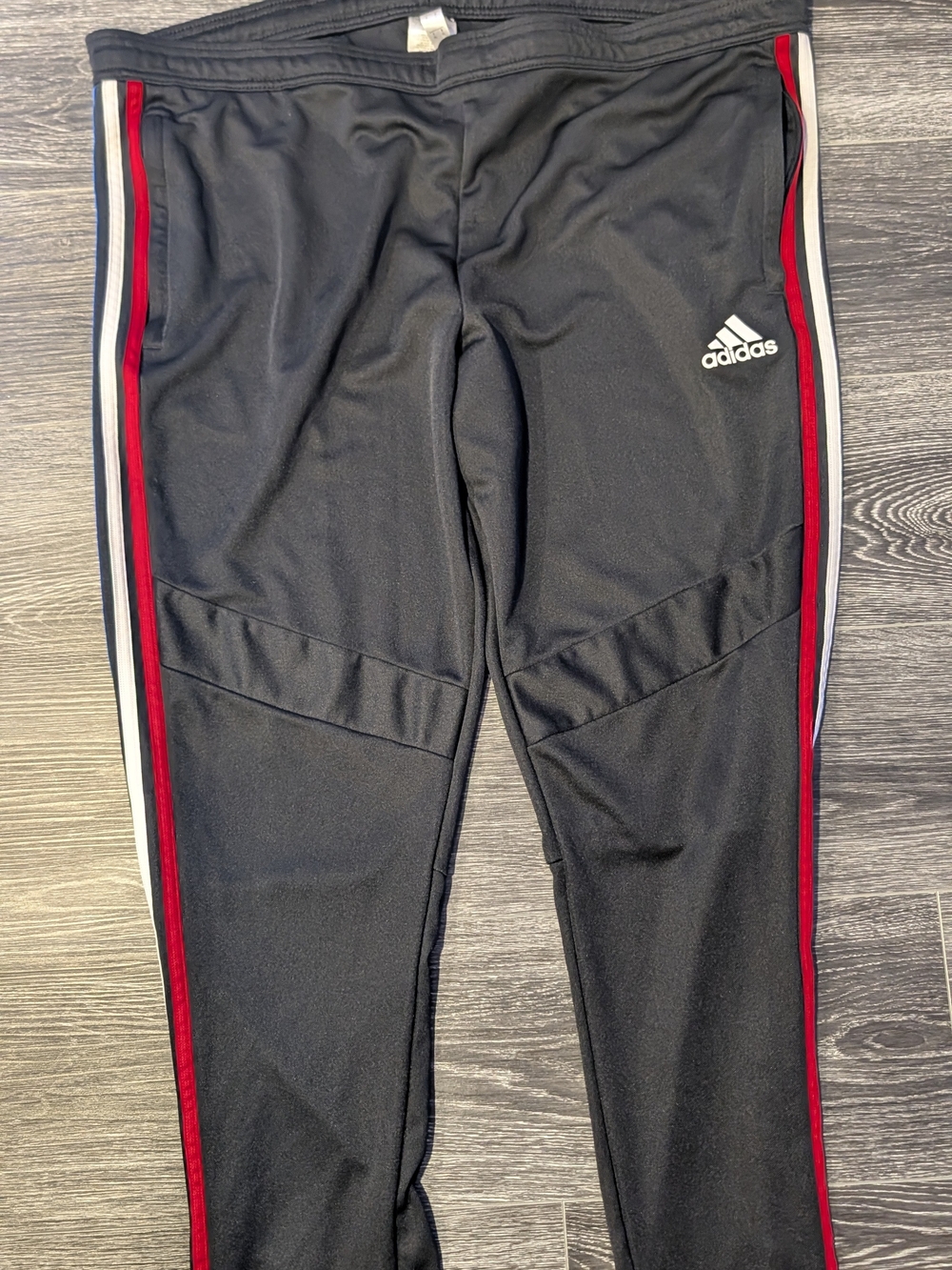 Mens' Adidas Black Joggers with Red & White Side Stripes